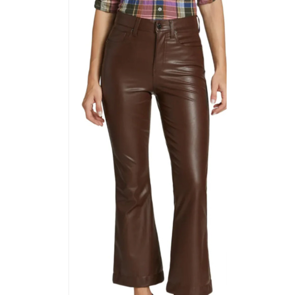 Veronica Beard Denim - Veronica Beard HIGH RISE ANKLE FLARE Leather Pants Brown size 27 NEW MSRP $298